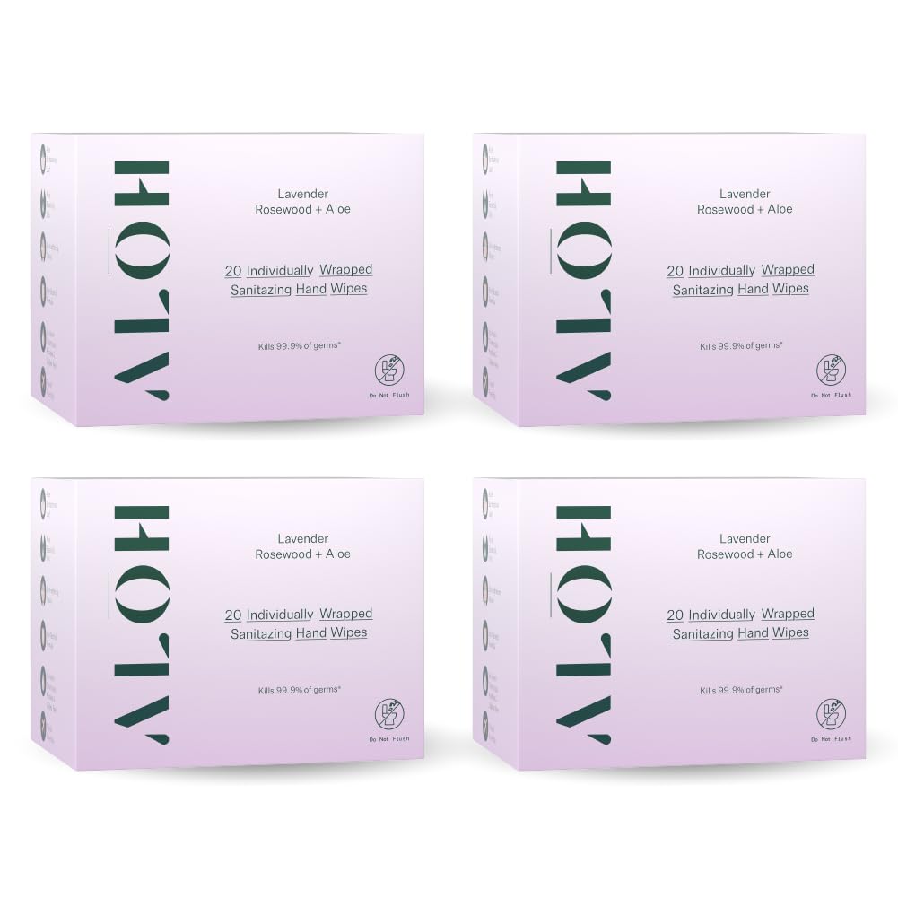 ALŌH skin-softening wipes with lavender-rosewood for soft skin and calming scent.