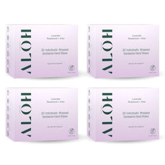 ALŌH skin-softening wipes with lavender-rosewood for soft skin and calming scent.