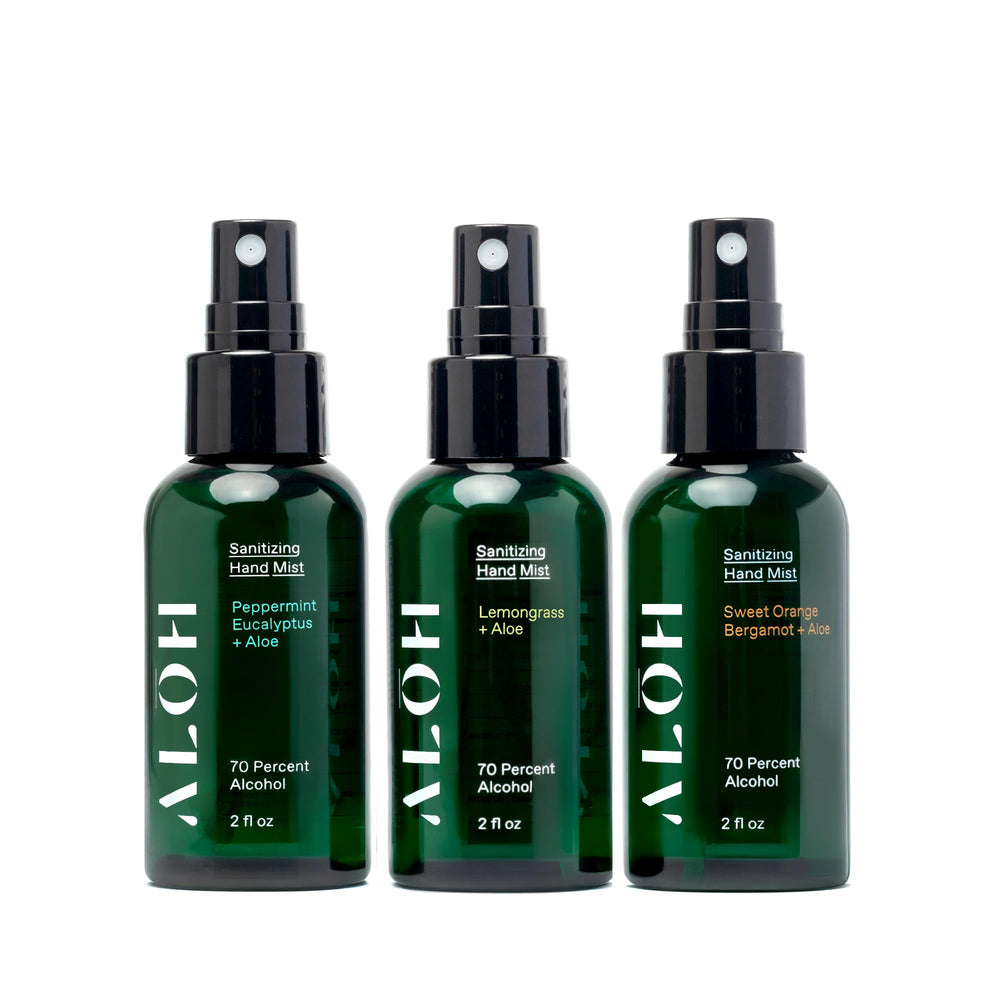 ALOH Sweet Orange Bergamot sanitizer bottle for on-the-go refresh and clean hands.