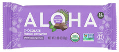 ALOHA chocolate fudge brownie bar pack-12, plant-based snack for sustained energy.