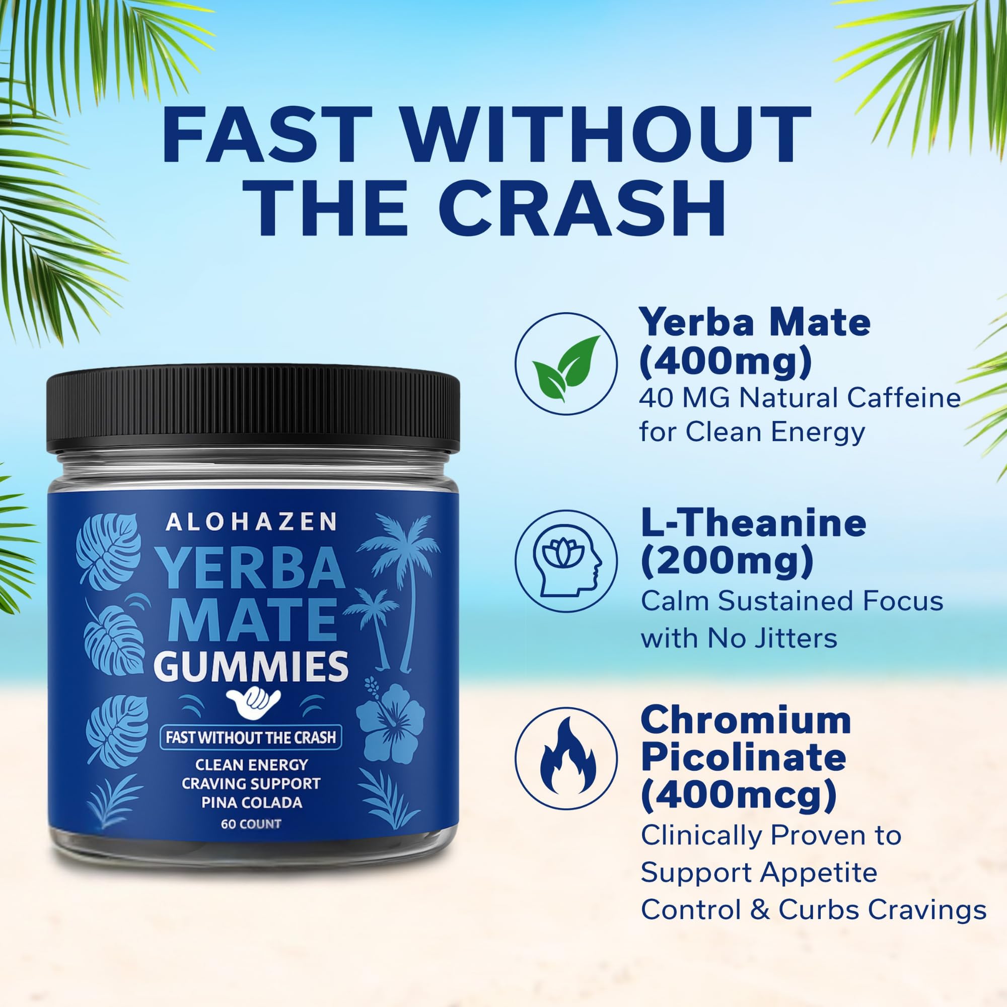 Close-up of AlohaZen gummies in pina colada bites with tropical flavor