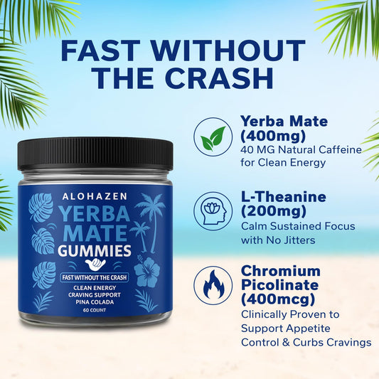 Close-up of AlohaZen gummies in pina colada bites with tropical flavor