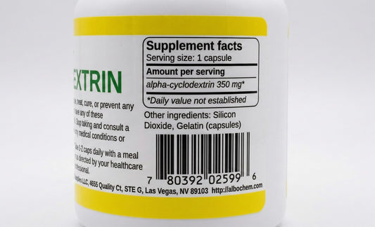 Alpha Cyclodextrin Capsules close-up of capsules, easy-to-take daily option.
