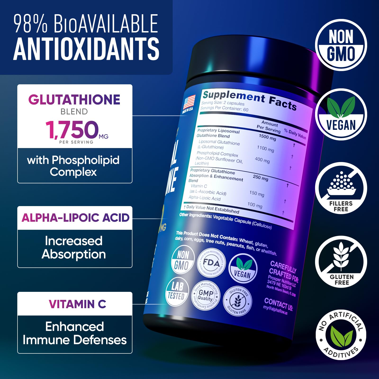 Alpha Flow bottle pour illustrating convenient daily intake with easy dosage