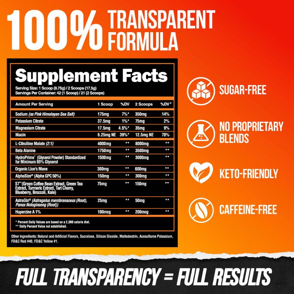 ALPHA LION Bottle shows nitric oxide support for enhanced performance.