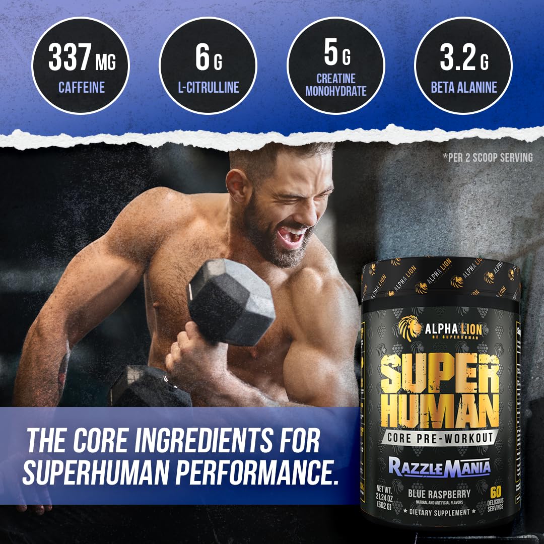 ALPHA LION Core Pre-Workout L-Citrulline enhances pump and vascular look.