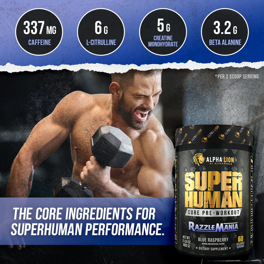 ALPHA LION Core Pre-Workout L-Citrulline enhances pump and vascular look.