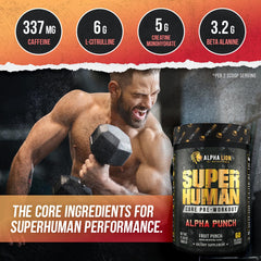 ALPHA LION Core preworkout Alpha Punch flavor showcasing premium taste