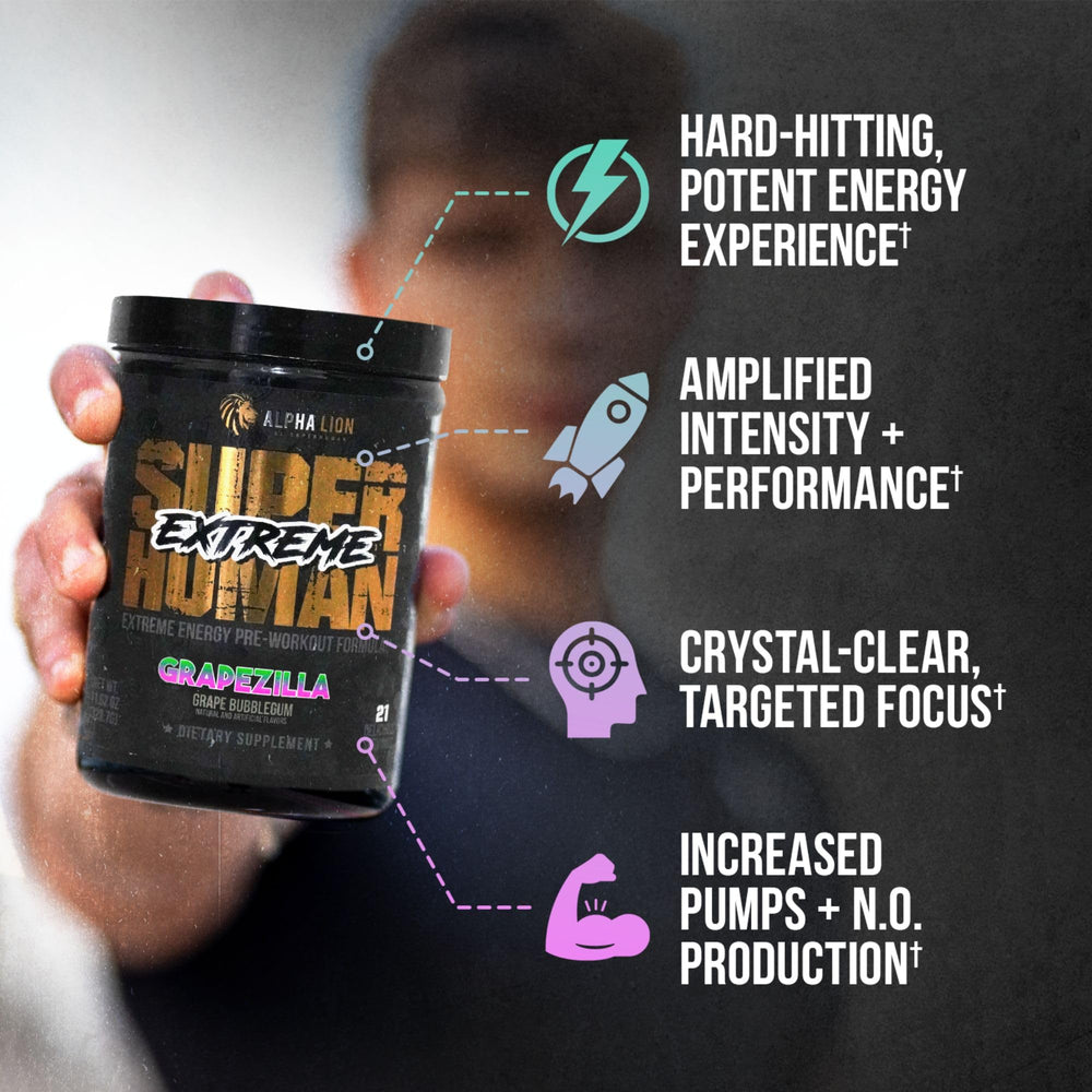 ALPHA LION grape flavor powder dissolving in water, appealing taste