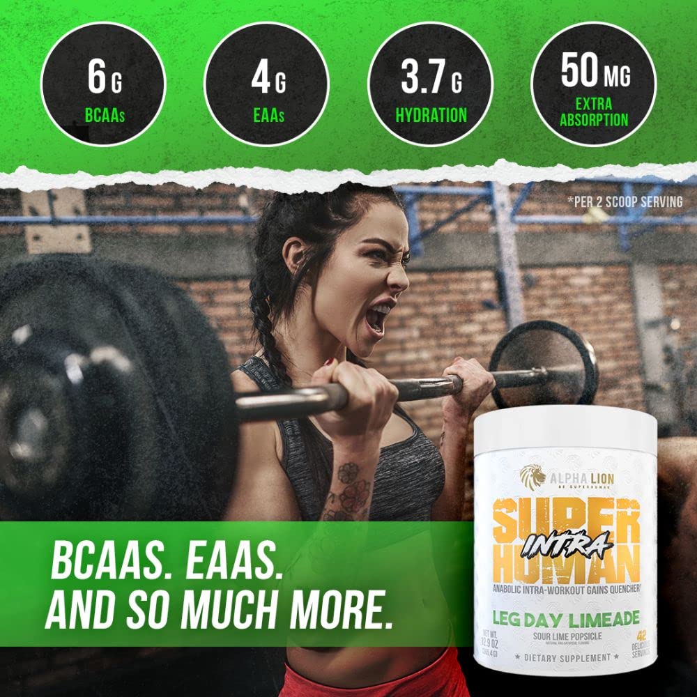 ALPHA LION Intra lime flavor powder close-up with refreshing taste for workouts
