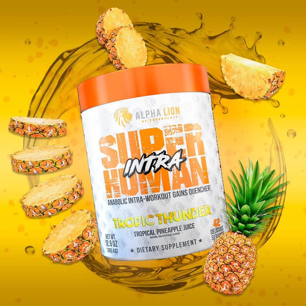 ALPHA LION Intra serving tub front showing tropical pineapple flavor.