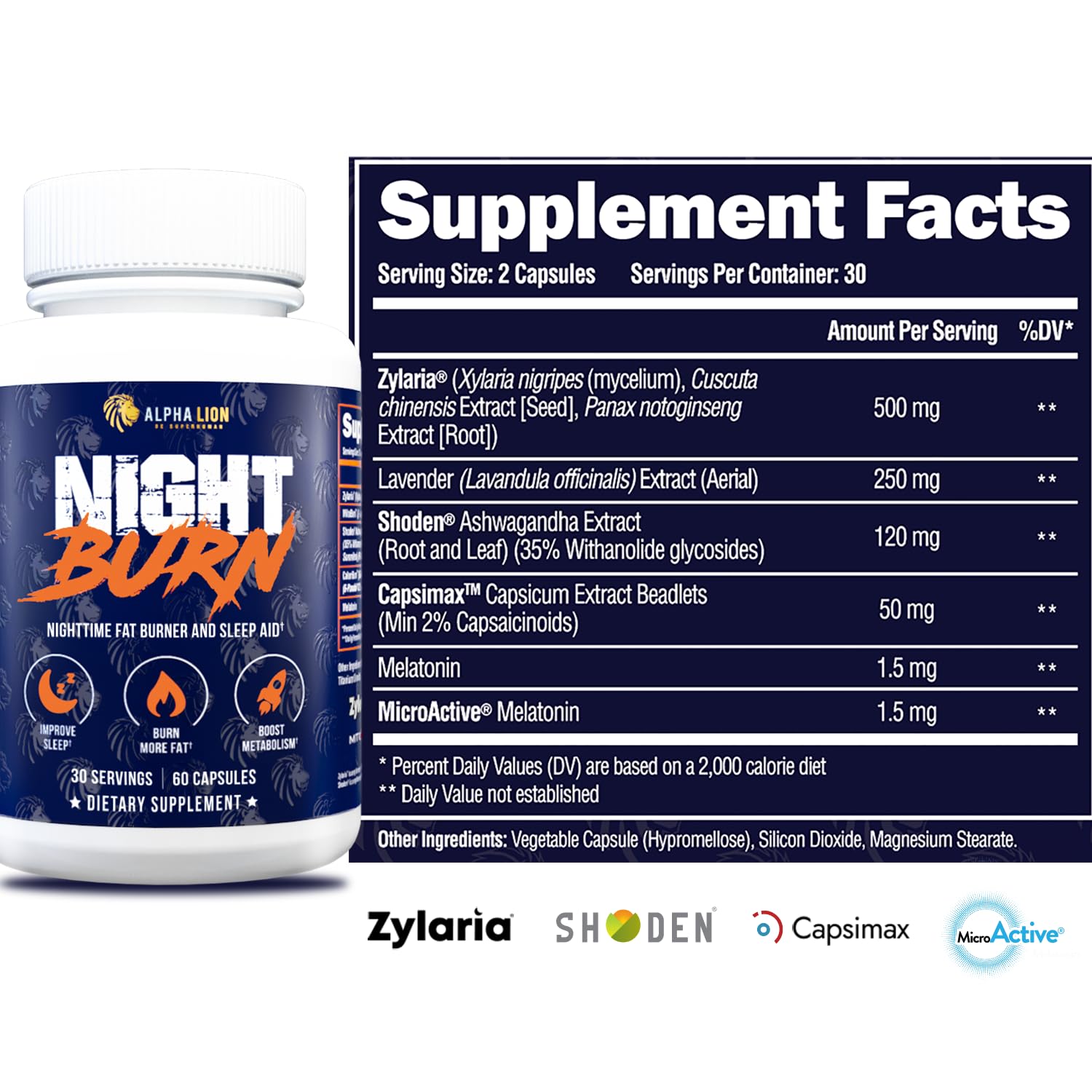 ALPHA LION Night Burn capsules being swallowed for convenience.