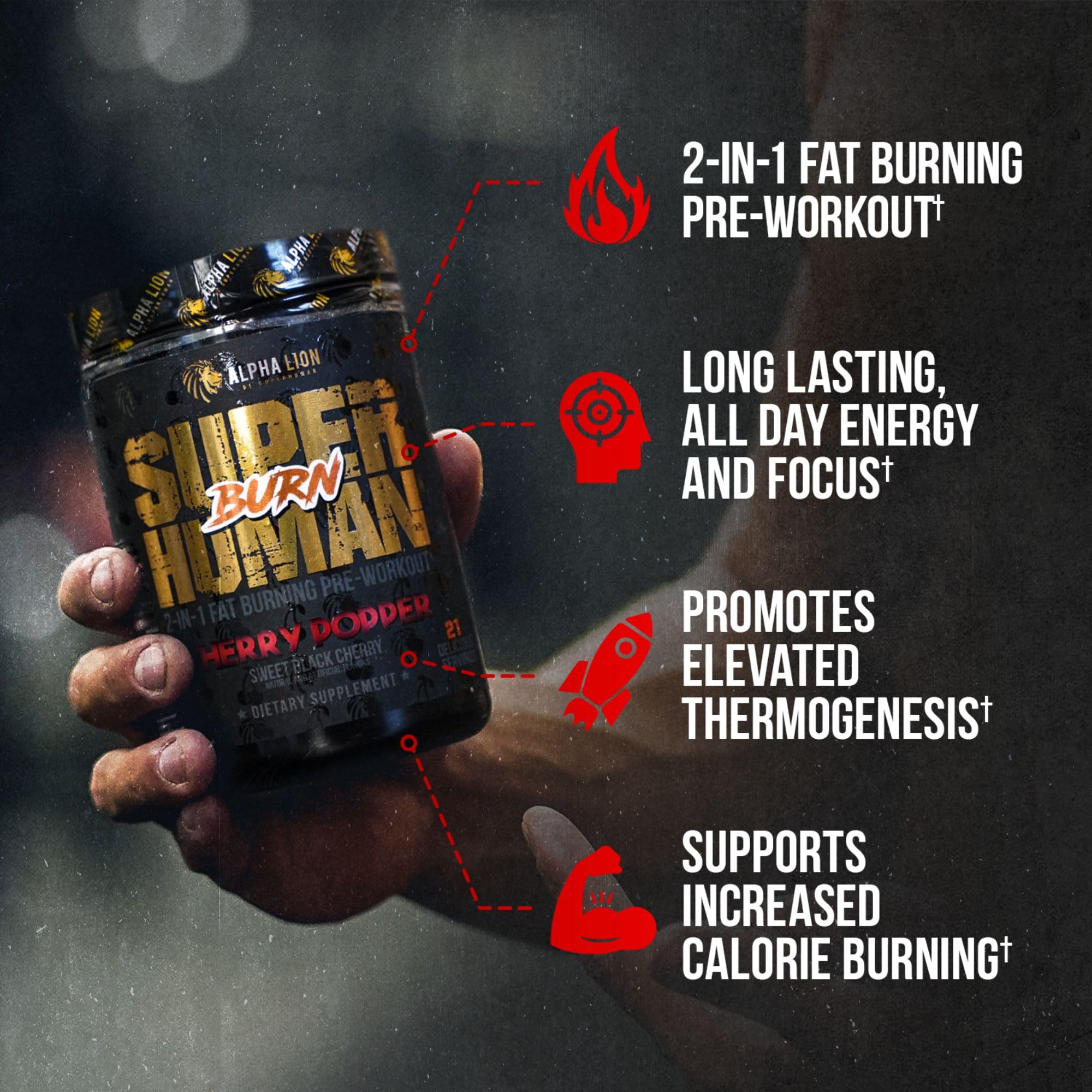 ALPHA LION Superhuman Burn label ingredients highlighting key compounds