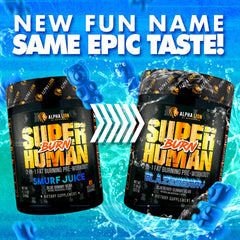 ALPHA LION Superhuman Burn powder being mixed for workout shake.