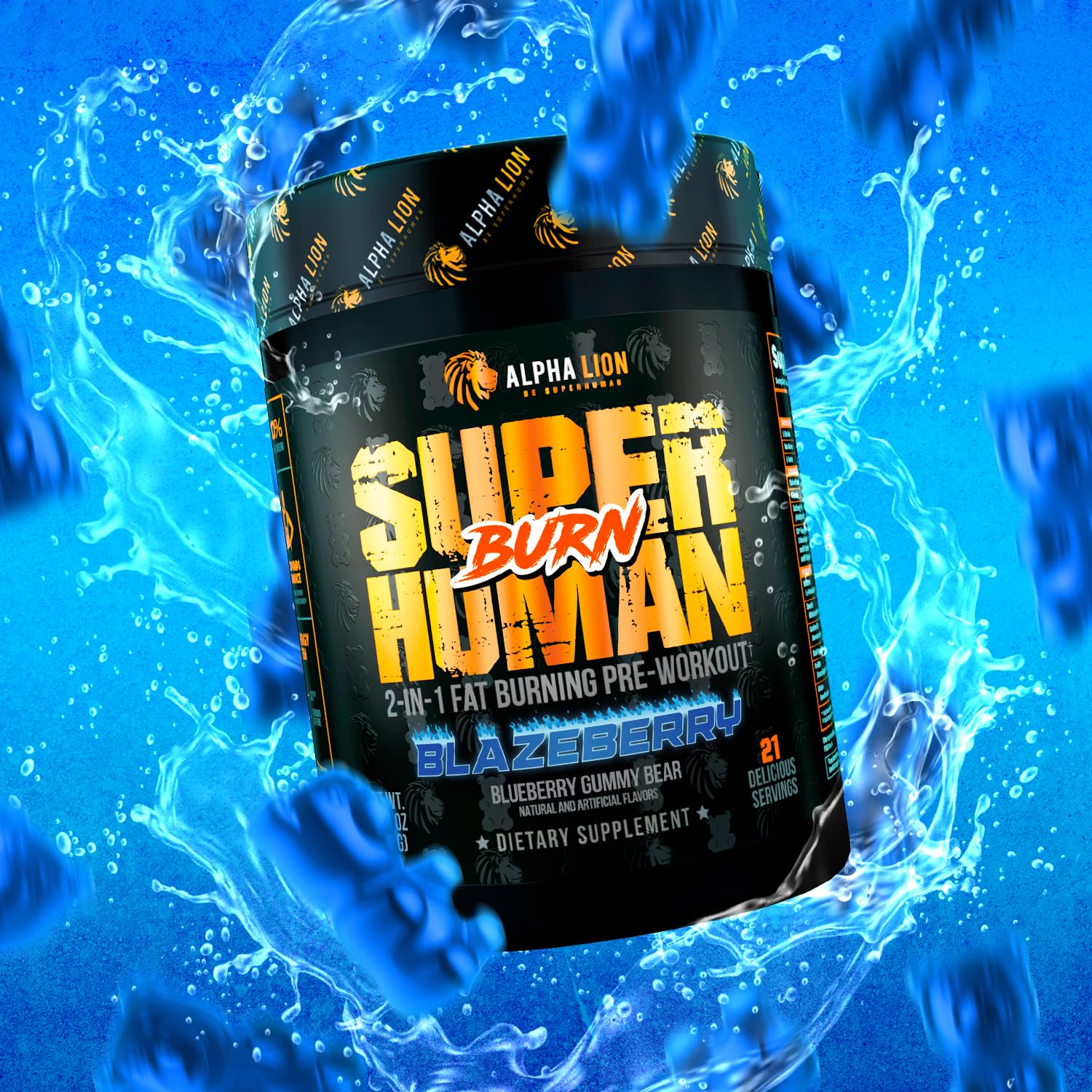 ALPHA LION Superhuman Burn transparent ingredient label for trust.
