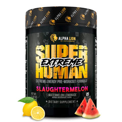 ALPHA LION Superhuman Extreme bottle in Slaughtermelon flavor for intense workouts.