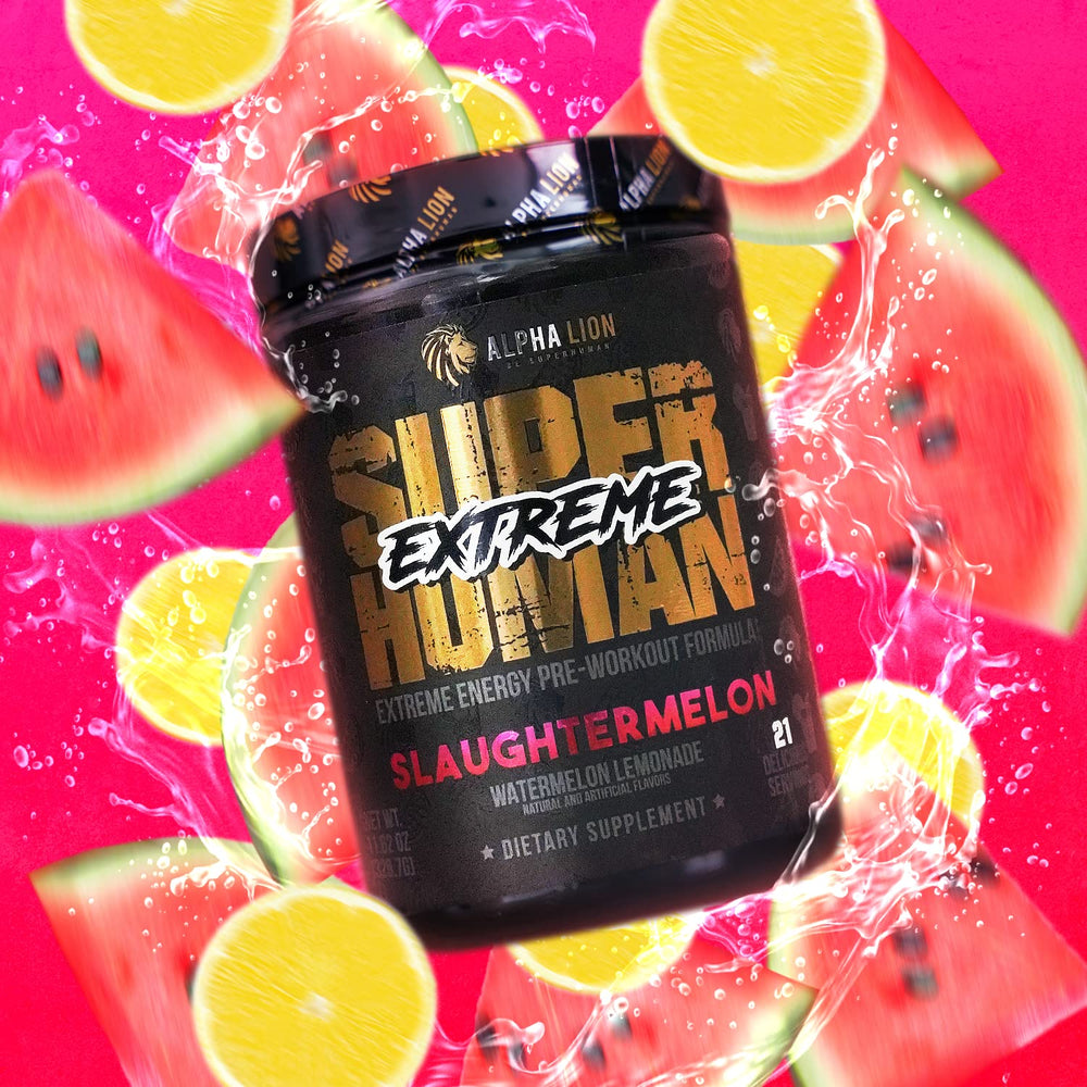ALPHA LION Superhuman Extreme caffeine matrix for steady energy during sessions.
