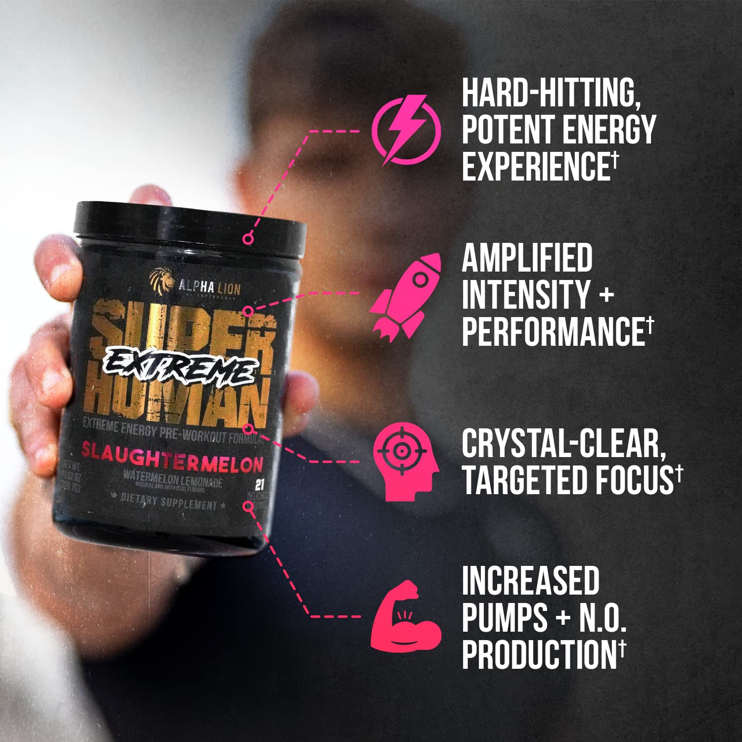 ALPHA LION Superhuman Extreme shaker with powdered mix dissolving smoothly.