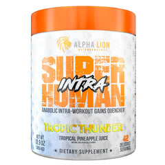 ALPHA LION Superhuman Intra powder in a shaker for optimized hydration and endurance.