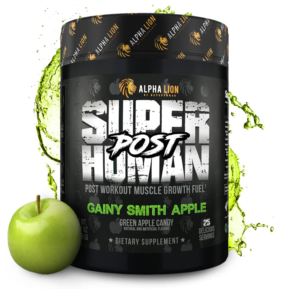 Alpha Lion Superhuman Post bottle for post-workout recovery and lean gains.