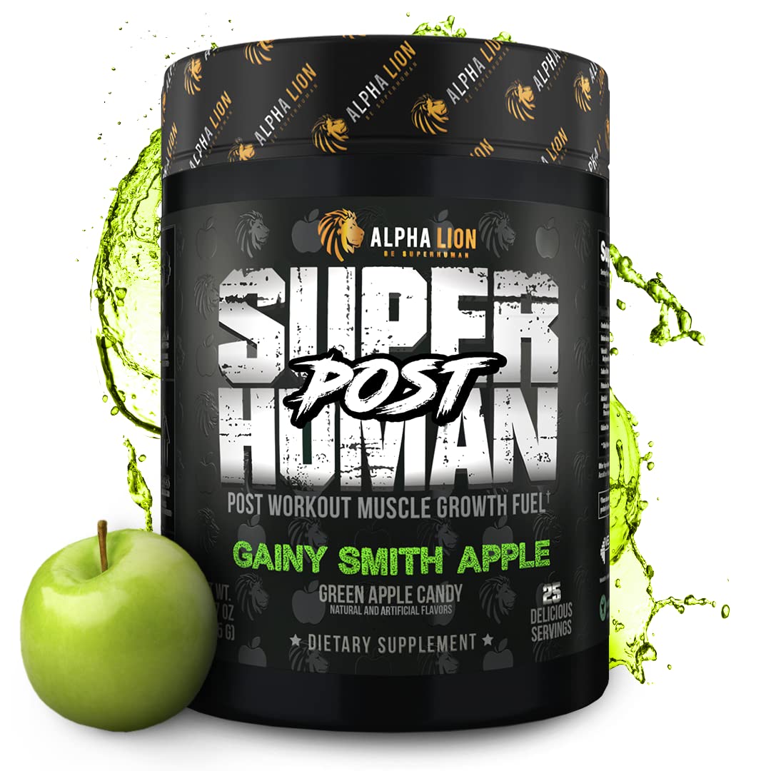 Alpha Lion Superhuman Post bottle for post-workout recovery and lean gains.