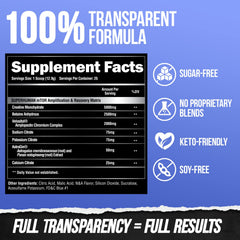 Alpha Lion Superhuman Post tub front emphasizes value and servings.