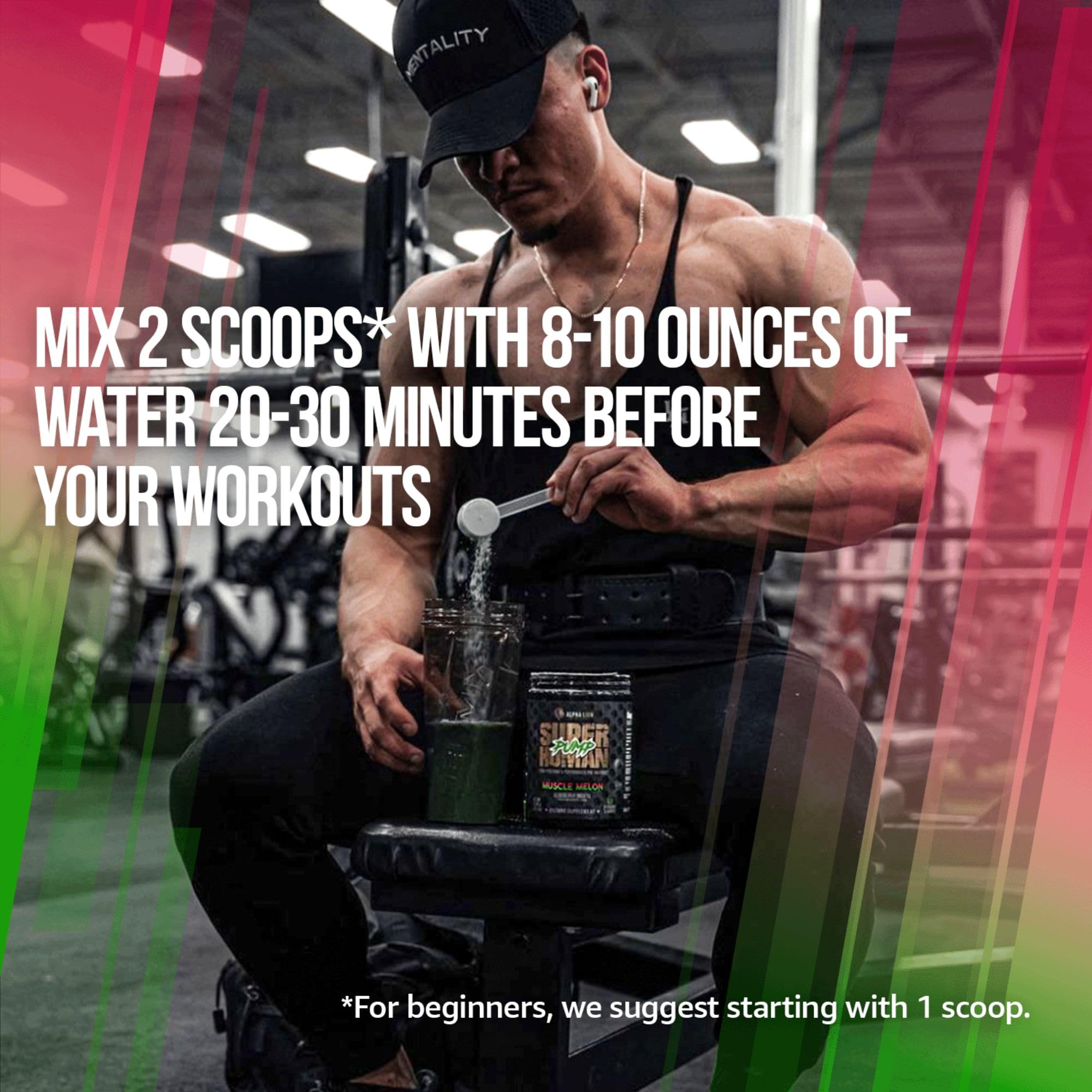 ALPHA LION Superhuman Pump muscle-melon glass showcasing flavor and hydration