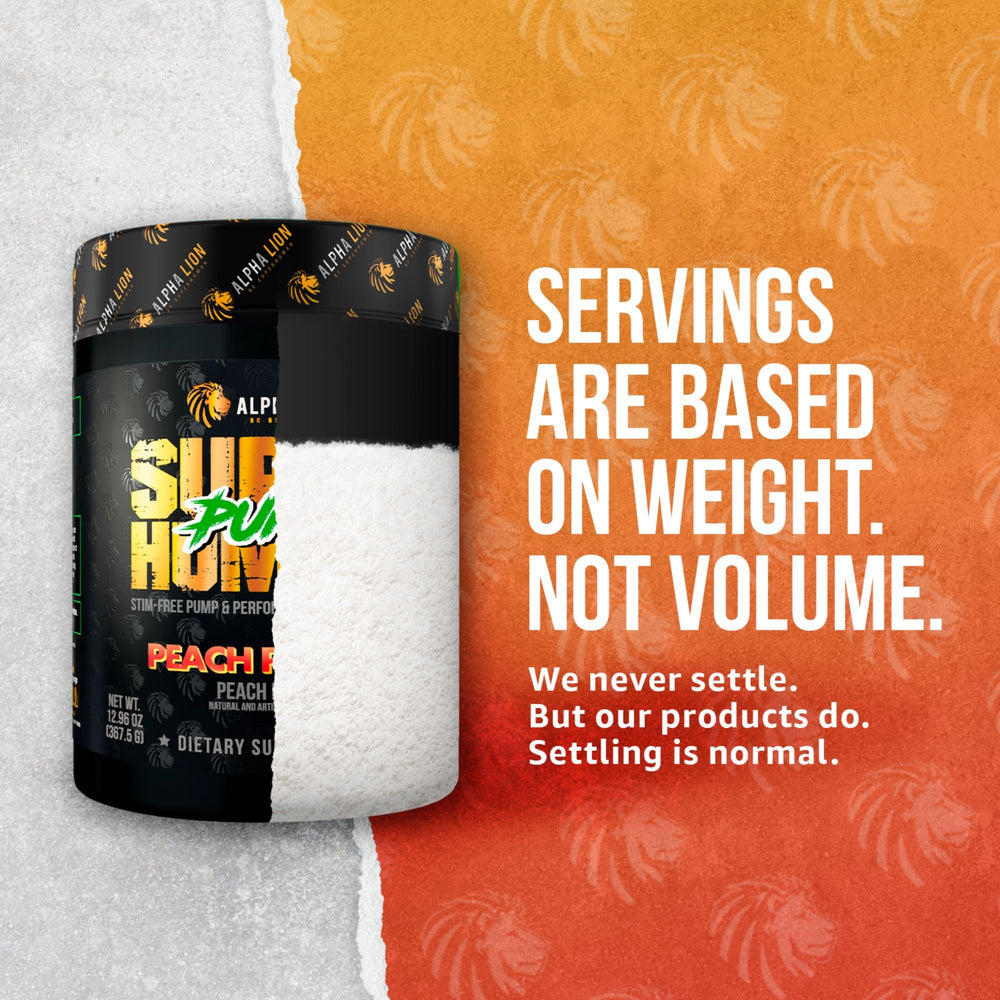ALPHA LION Superhuman Pump peach flavor image highlights refreshing taste