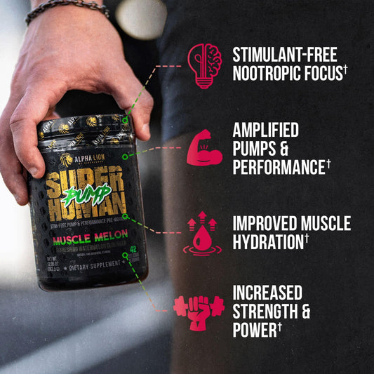 ALPHA LION Superhuman Pump poured into glass for clean pump without caffeine