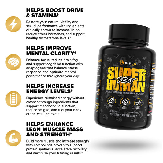 ALPHA LION Superhuman Test bottle pour showing easy daily dosing