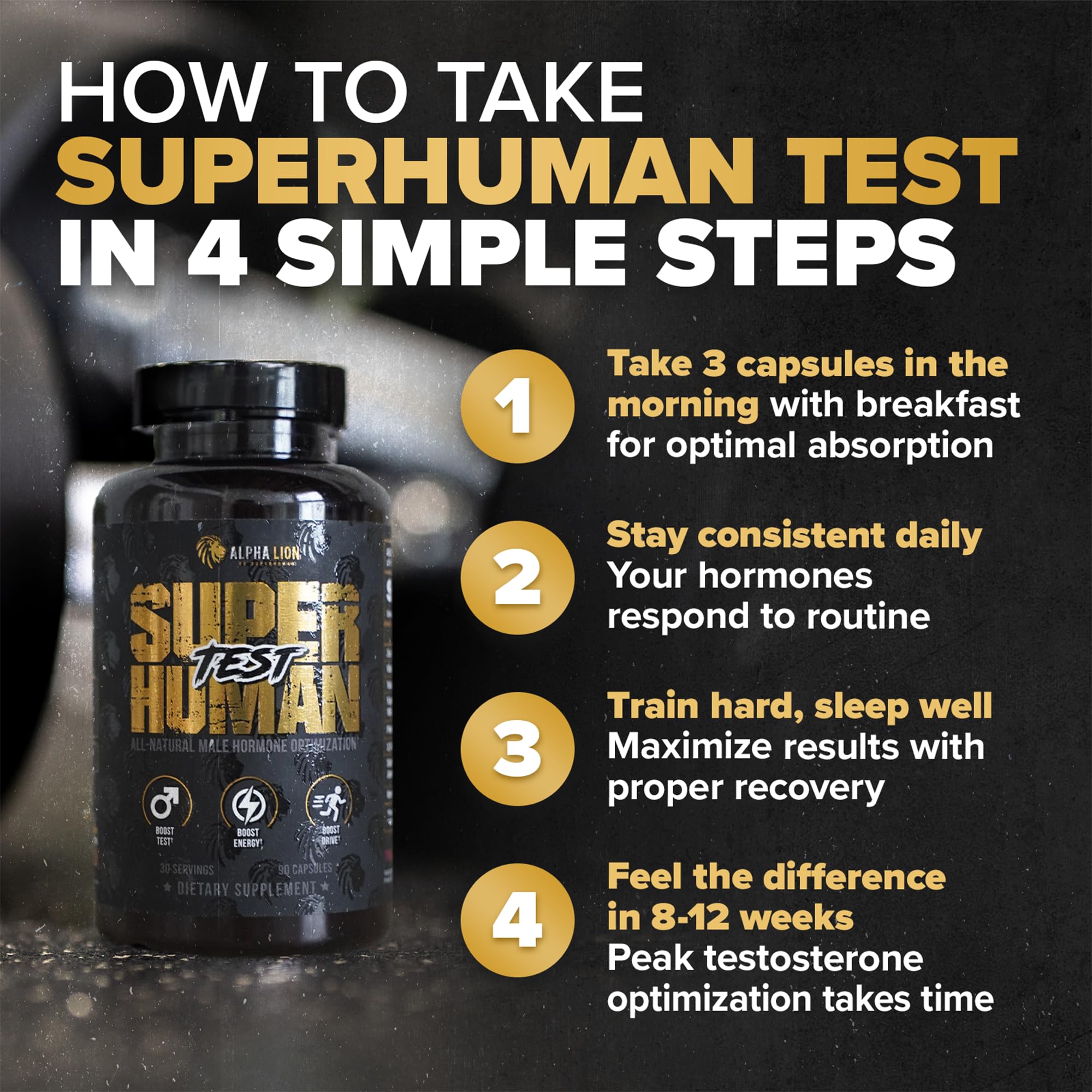 ALPHA LION Superhuman Test label close-up reveals transparency and ingredients