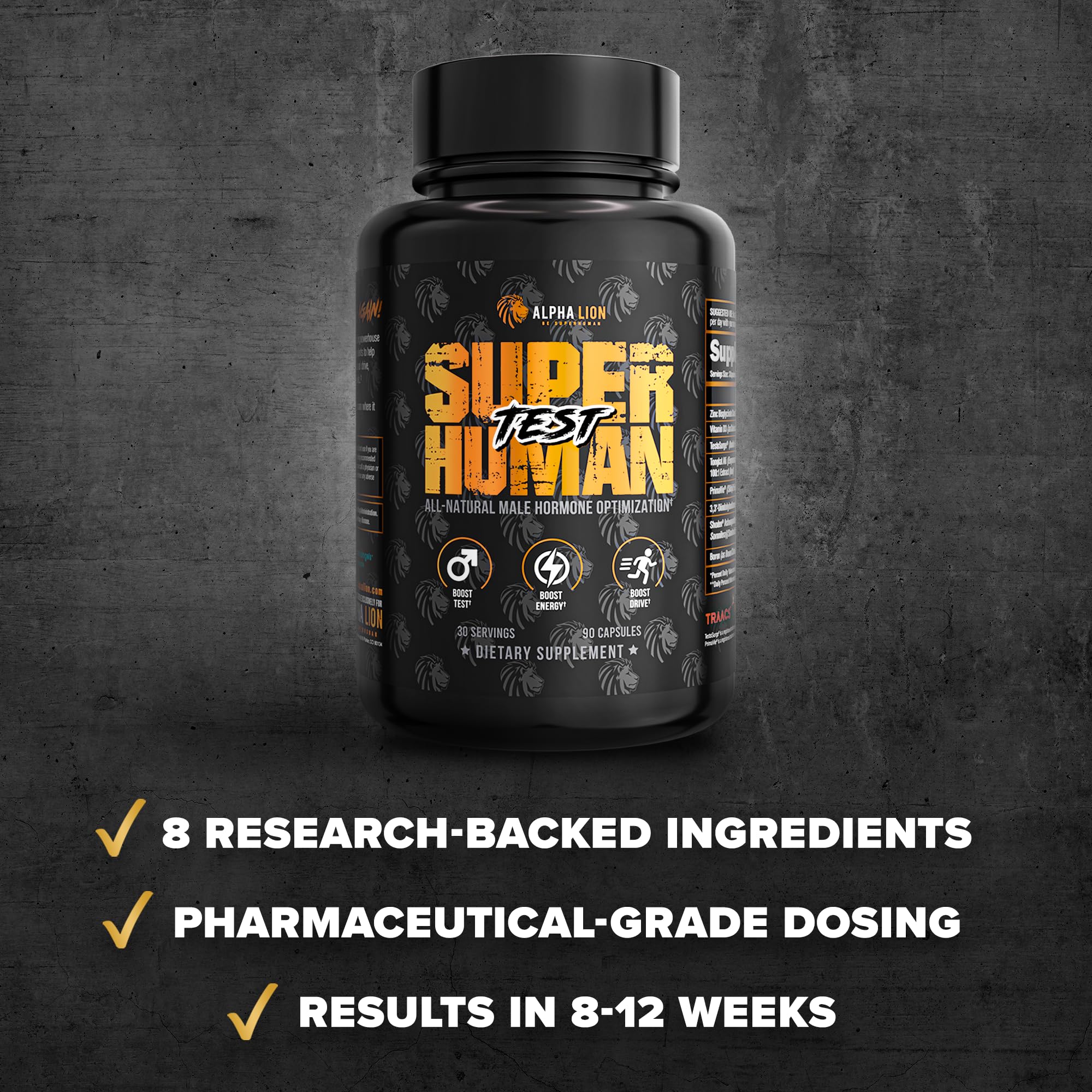 ALPHA LION Superhuman Test serving capsules ready for daily performance
