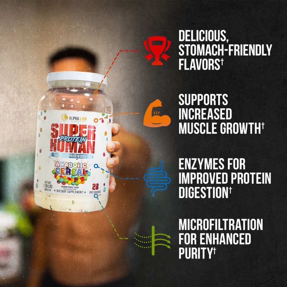 ALPHA LION protein powder scoop highlights the low-carb formula for lean gains