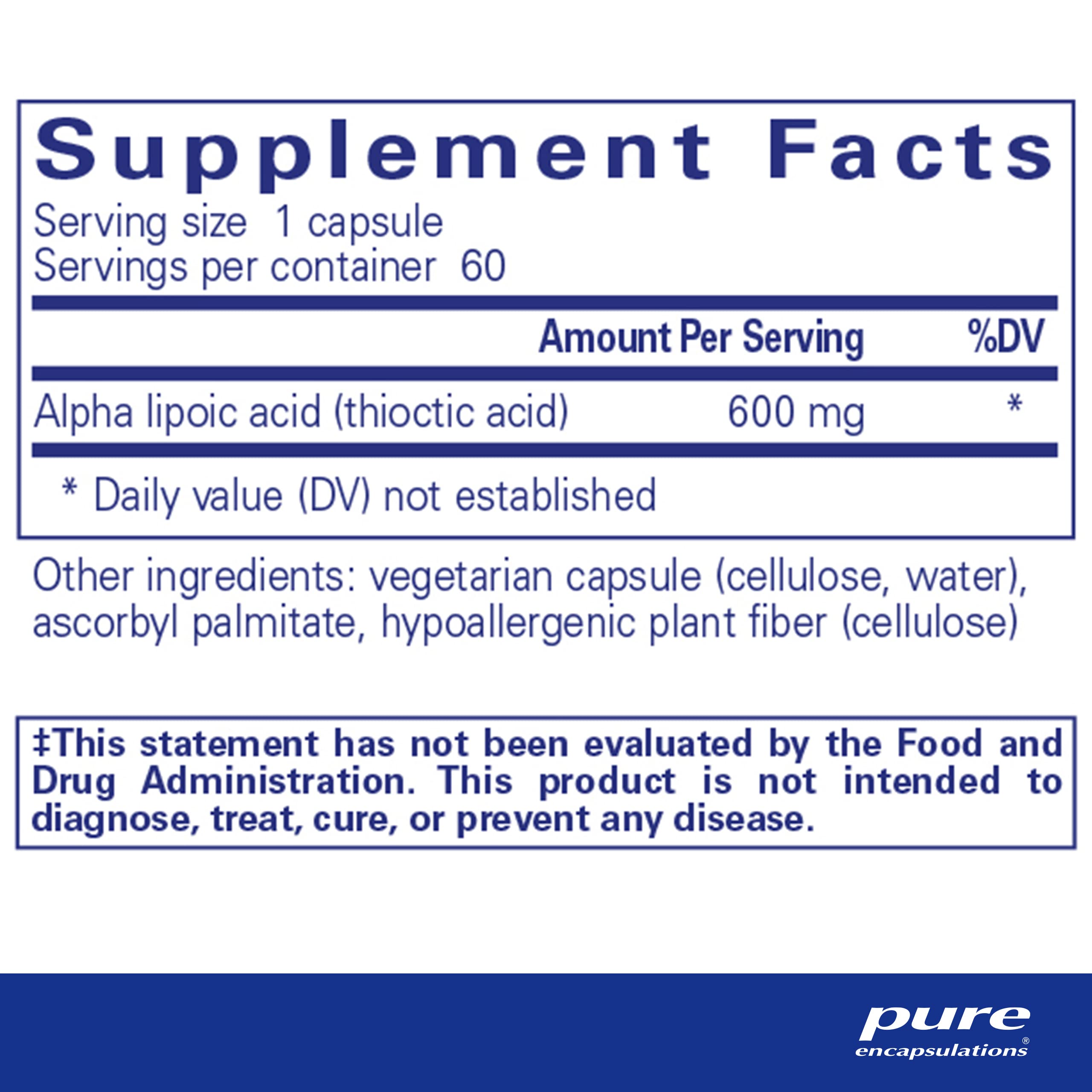 Alpha Lipoic Acid 600 mg capsules closeup for nerve health support