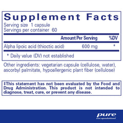 Alpha Lipoic Acid 600 mg capsules closeup for nerve health support