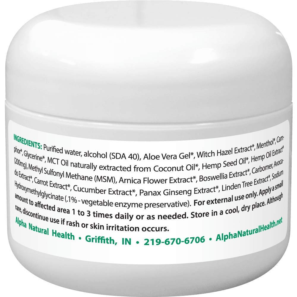 Alpha Natural Health HempRelieve Original cream application image shows soothing texture for targeted relief