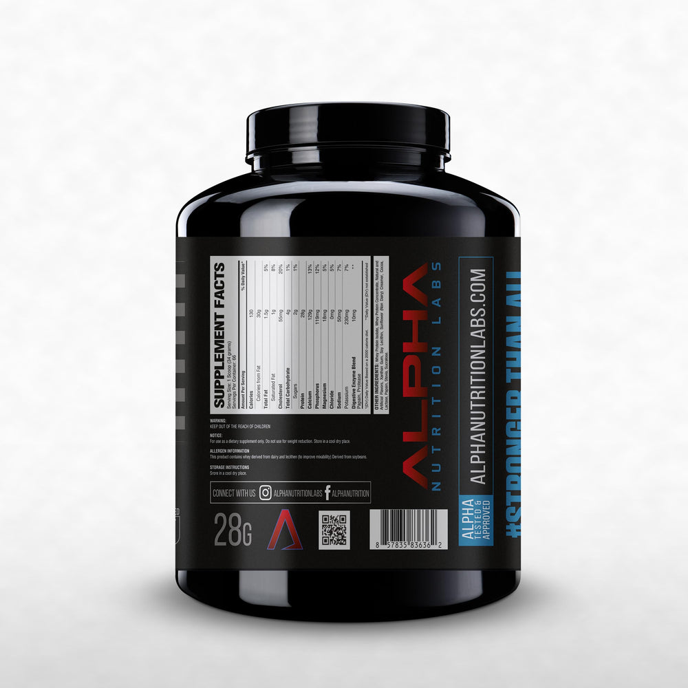 Scoop of Alpha Nutrition Labs Whey Isolate Coconut blended for a quick recovery shake.