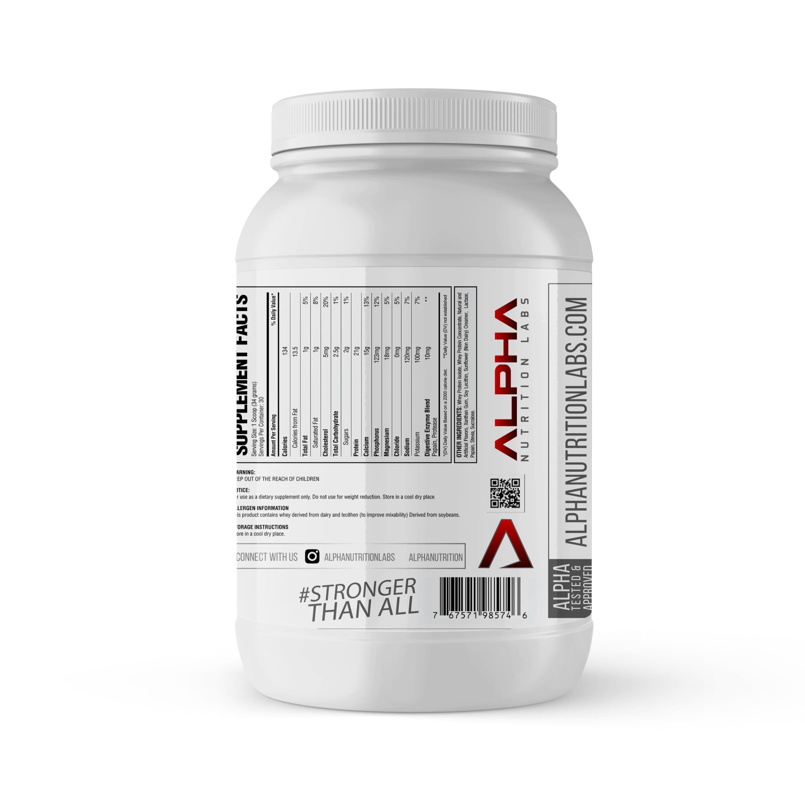Alpha Nutrition Labs Whey Isolate Cinnamon Crunch shaker helps fuel post-workout recovery.