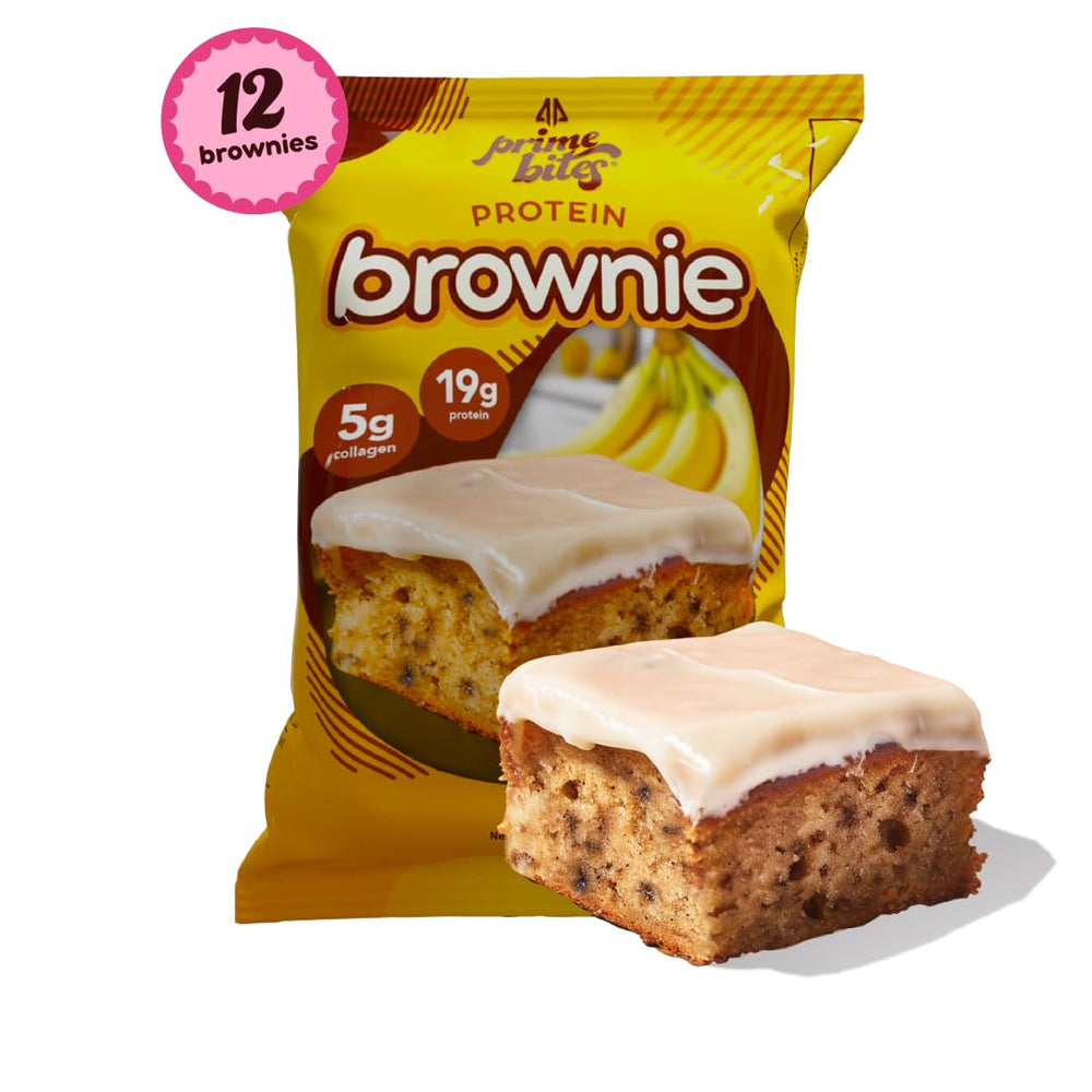 Prime Bites Banana Nut brownie ingredients with collagen and whey protein