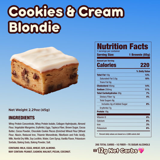 Alpha Prime Prime Bites cookies-cream-blondie wrapped for on-the-go flavor