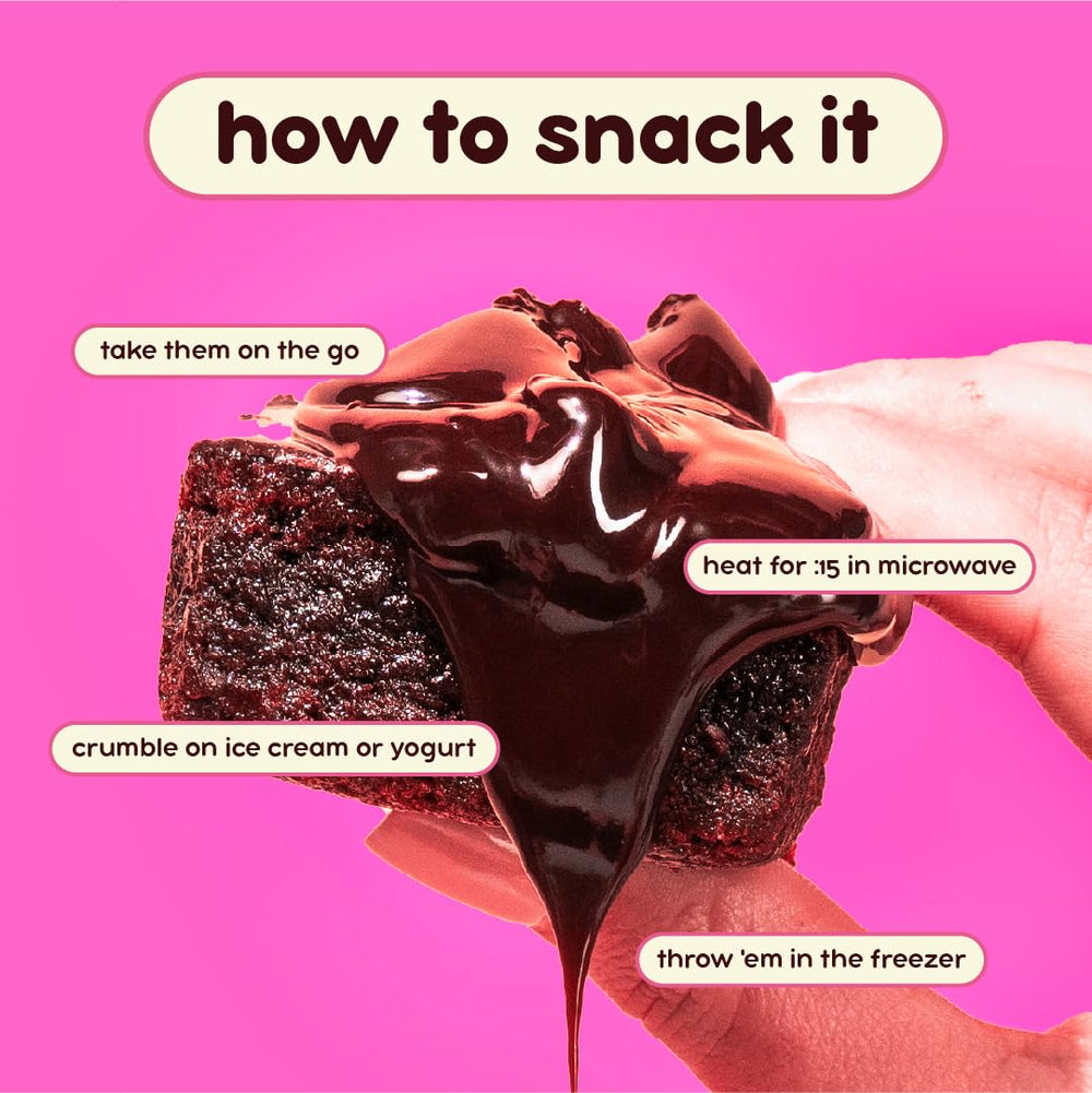 Brownie in a gym bag ready for a quick protein boost.