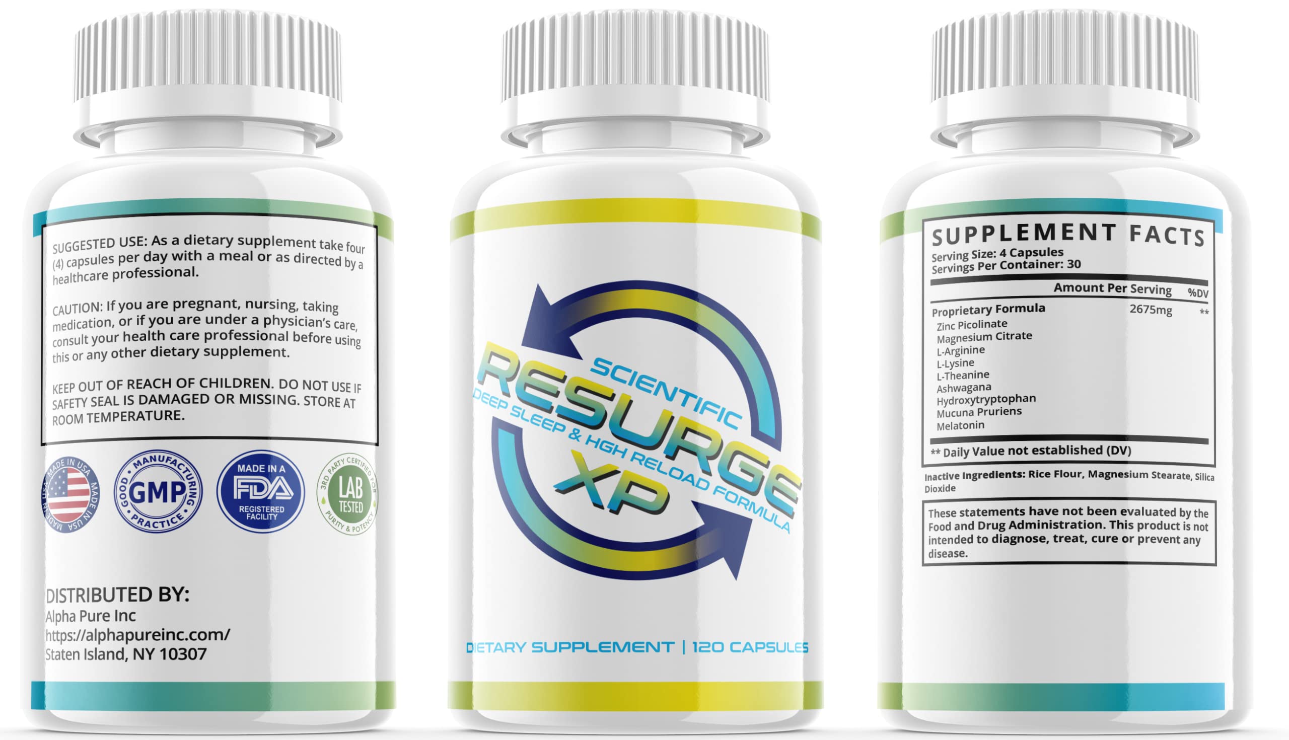 Alpha Pure Resurge capsules close-up highlighting natural melatonin-based sleep aid.