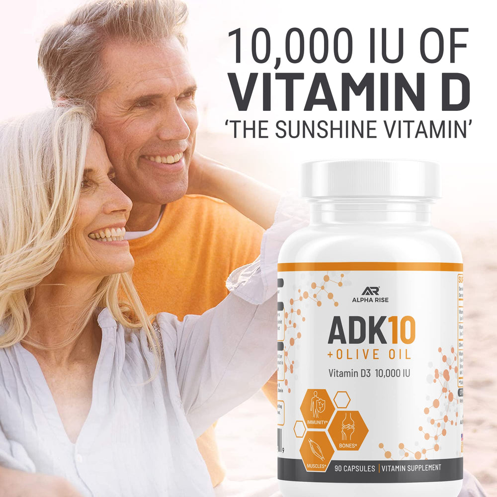 ALPHA RISE ADK10 capsule close-up emphasizing vegetarian capsules