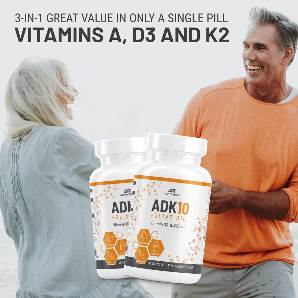ALPHA RISE ADK10 bottle in a kitchen setting for daily wellness