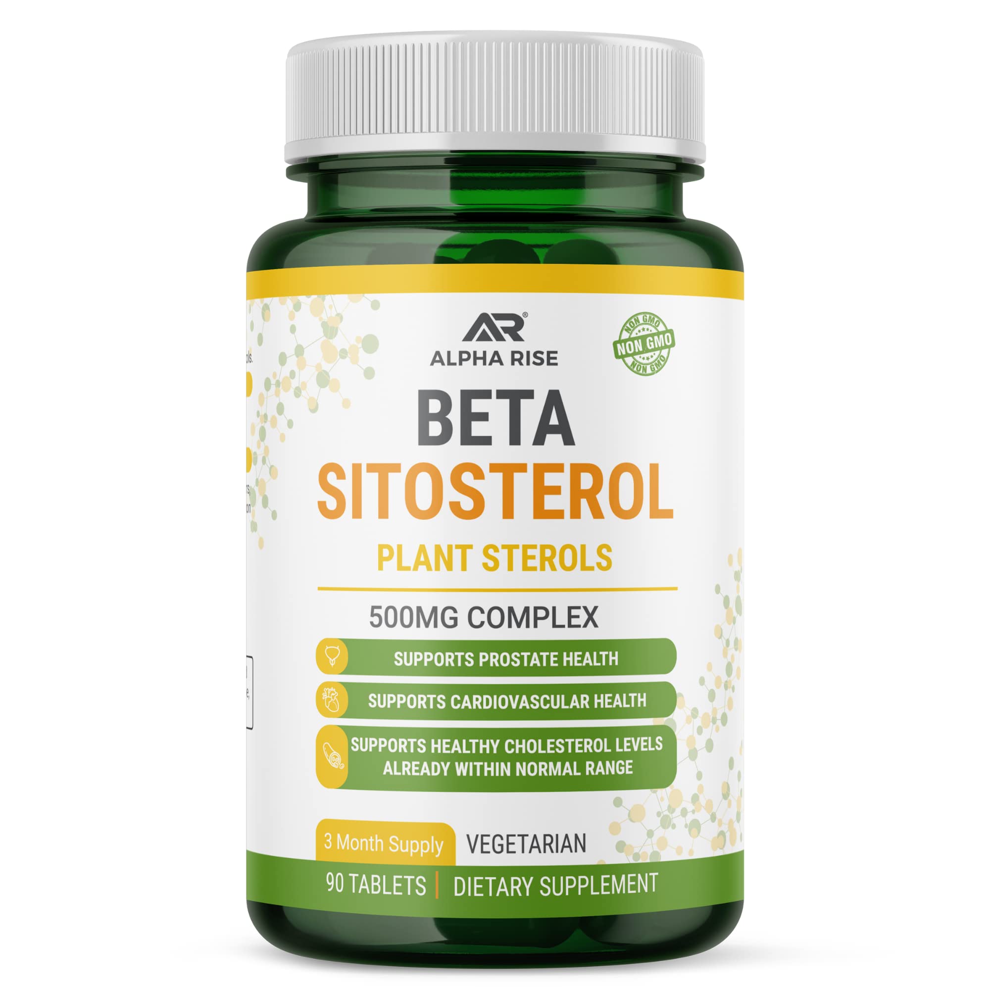 ALPHA RISE Beta Sitosterol 500mg tablets in a bottle for balanced wellness