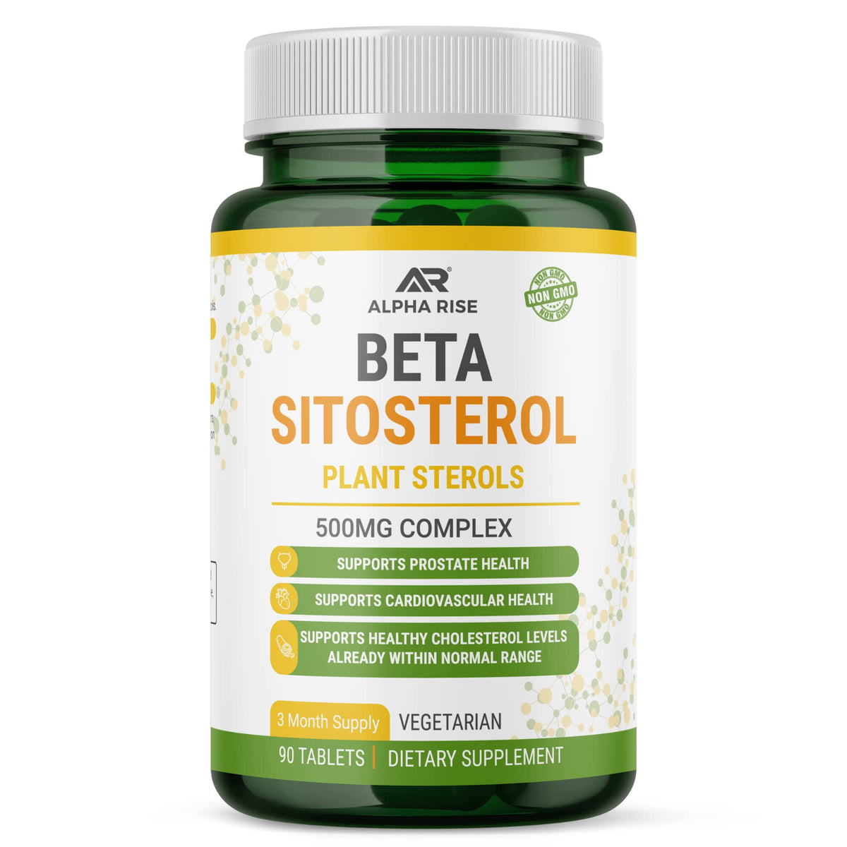 ALPHA RISE Beta Sitosterol 500mg tablets in a bottle for balanced wellness