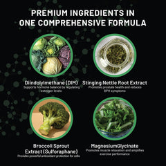 ALPHA RISE DIM XTRA 4 prostate-support visual highlights nettle root benefits.