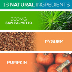 ALPHA RISE label detail highlighting 600 mg saw palmetto and 300 mg pygeum