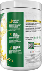 Alpha Supps Alpha Greens Pineapple label closeup highlights 40+ ingredients