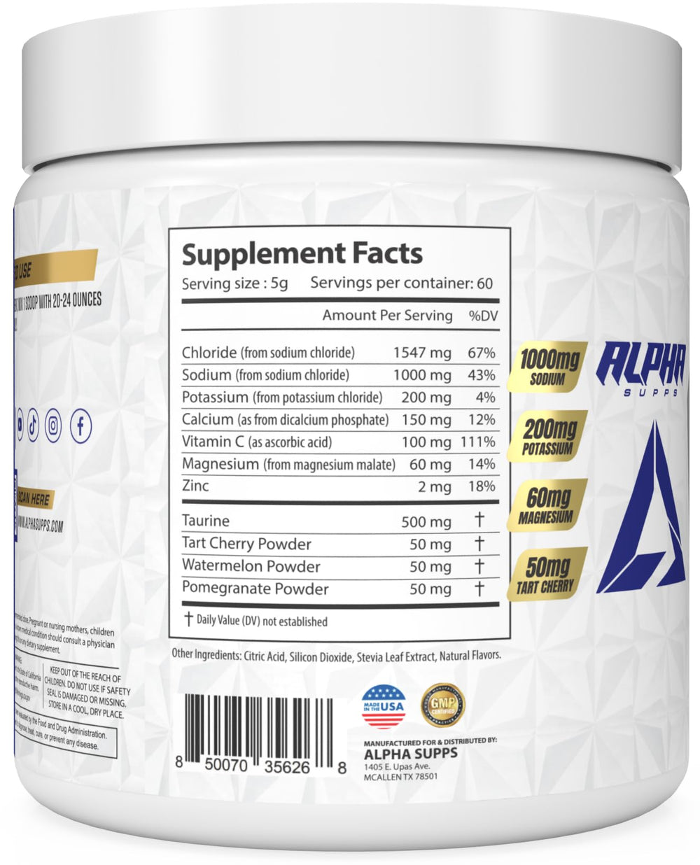 Close-up of Alpha Lytes minerals and antioxidants highlights trace minerals for balance.